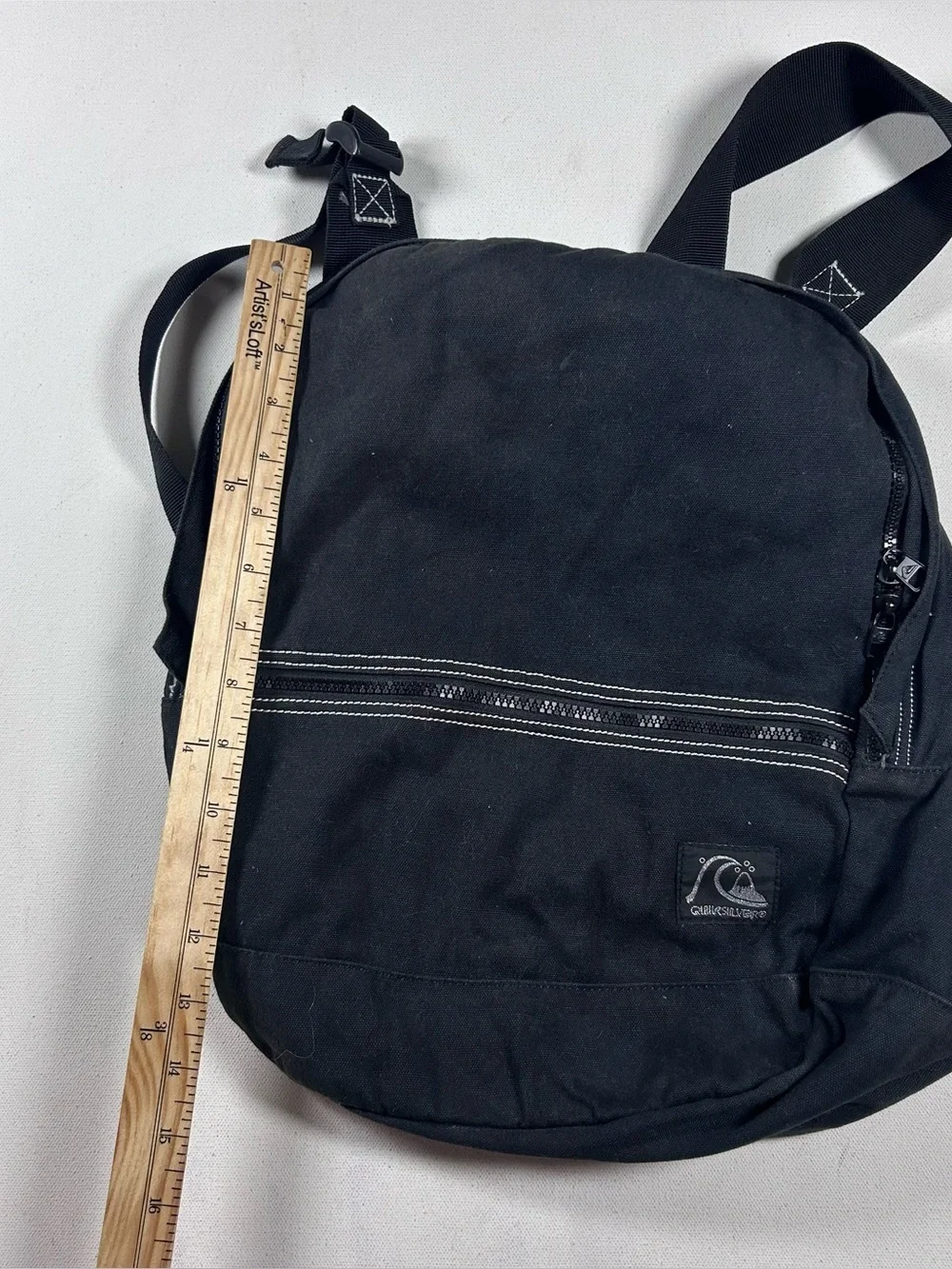 Roxy Quiksilver Vintage Surf Backpack 90S 00S Y2K Glitter Logo Black Youth Bag